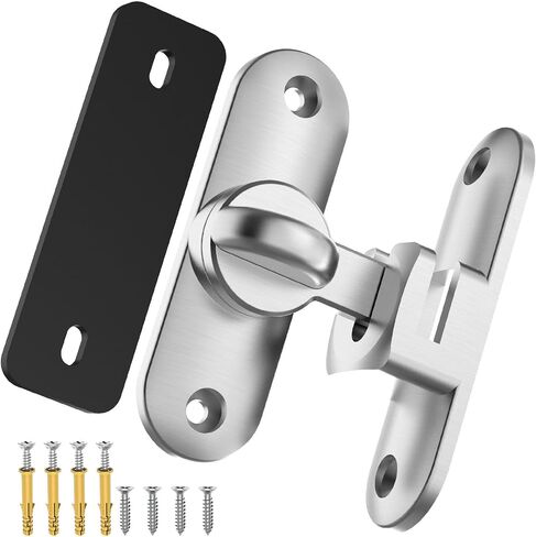 Flip Sliding Barn Door Lock, 90/180 Degree Sliding Door Lock Latch and latches for Barn Door, Pet Door, Bathroom, Outdoor, Garage, Window, Sliding Door (2, Black) in Saudi Arabia