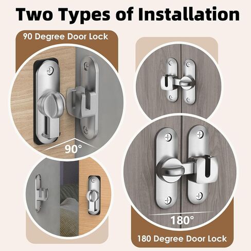 Flip Sliding Barn Door Lock, 90/180 Degree Sliding Door Lock Latch and latches for Barn Door, Pet Door, Bathroom, Outdoor, Garage, Window, Sliding Door (2, Black) in Saudi Arabia