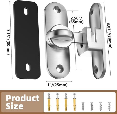Flip Sliding Barn Door Lock, 90/180 Degree Sliding Door Lock Latch and latches for Barn Door, Pet Door, Bathroom, Outdoor, Garage, Window, Sliding Door (2, Black) in Saudi Arabia