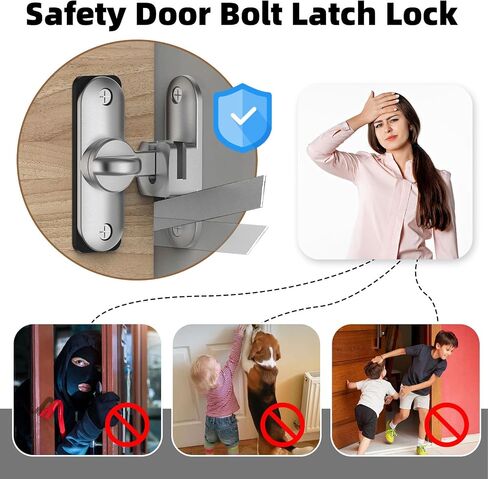 Flip Sliding Barn Door Lock, 90/180 Degree Sliding Door Lock Latch and latches for Barn Door, Pet Door, Bathroom, Outdoor, Garage, Window, Sliding Door (2, Black) in Saudi Arabia