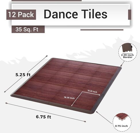 Dance Floor Tiles, Interlocking Dance Floor Tiles for Ballet, Tap, Jazz, and Irish Dance | Portable Dance Floor Tiles for Indoor Dance Flooring in Kuwait