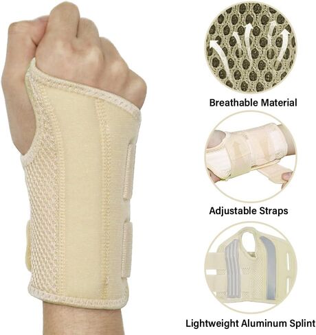 HYCOPROT Wrist Brace Night Wrist Sleep Support Splint Compression Sleeve Adjustable Straps for Wrist Pain Relief, Carpal Tunnel, Arthritis, Tendonitis, Fitness (Pink, S/M-Right Hand (Pack of 1)) in Saudi Arabia