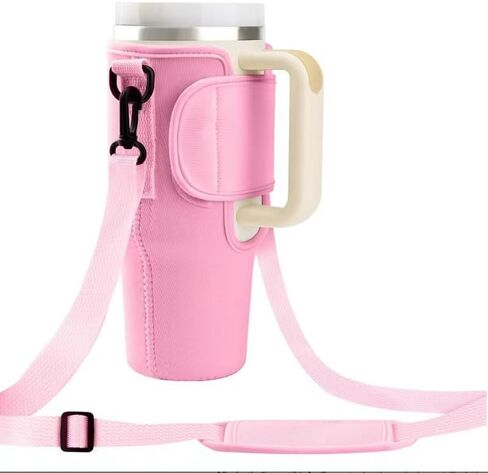 for Stanley Cup Holder with Adjustable Shoulder, Water Bottle Carrier Bag Compatible with 30oz 40oz Stanley Tumbler Cup Travel Tumbler Accessories for Hiking Travel Camping Climbing - Black in Saudi Arabia