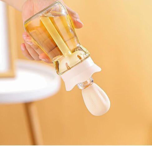 Oil Dispenser Bottle with Silicone Brush, 200ML 2 in 1 Silicone Dropper Measuring Oil Dispenser Bottle for Kitchen Cooking, Frying, Baking, BBQ Pancake, Air Fryer, Marinating - Orange in Saudi Arabia