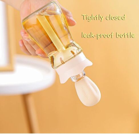 Oil Dispenser Bottle with Silicone Brush, 200ML 2 in 1 Silicone Dropper Measuring Oil Dispenser Bottle for Kitchen Cooking, Frying, Baking, BBQ Pancake, Air Fryer, Marinating - Orange in Saudi Arabia