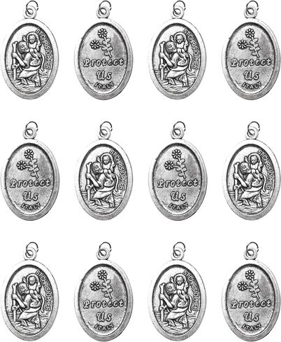 12 PCS ST Michael/St Christopher Medal/Cross/Pardon Cross/Saint Therese of Lisieux Medal Pendant for Women Necklace & Rosary Necklace in Kuwait