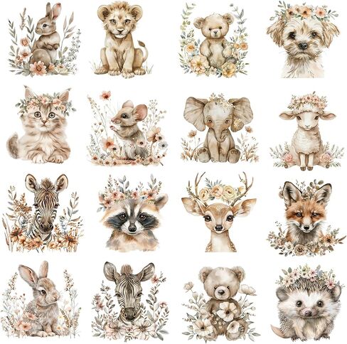 Rub on Transfers for Crafts 3 x 3 Inch Watercolor Boho Transfer Stickers for DIY Mug Thermos Cup (Animals) in Saudi Arabia