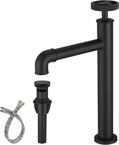 BWE Black Single Handle Bathroom Faucet Solid Brass Industrial Pipe Style Vintage Vanity Faucet for Bathroom Sink Commercial Lavatory Basin Mixer Tap in Saudi Arabia
