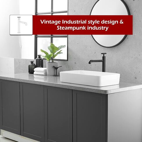 BWE Black Single Handle Bathroom Faucet Solid Brass Industrial Pipe Style Vintage Vanity Faucet for Bathroom Sink Commercial Lavatory Basin Mixer Tap in Saudi Arabia
