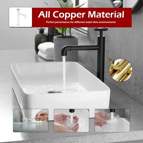 BWE Black Single Handle Bathroom Faucet Solid Brass Industrial Pipe Style Vintage Vanity Faucet for Bathroom Sink Commercial Lavatory Basin Mixer Tap in Saudi Arabia