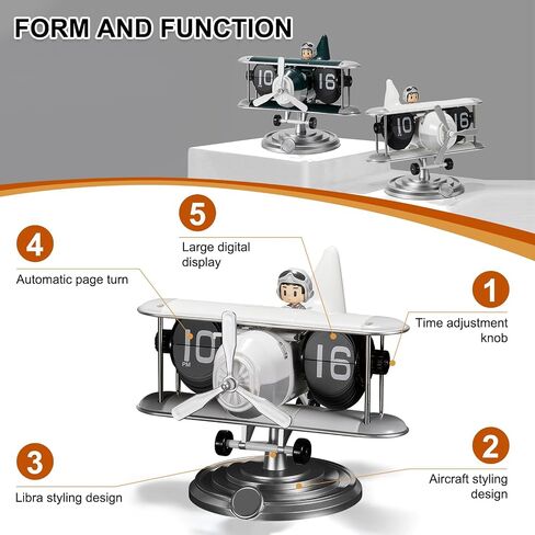 Flip Desk Clock - Retro Digital Flip Table Clock - Mid Century Modern Decor Auto Flip Clock - Battery Powered Gear Operated Flip Clock for Room, Home, Office in Saudi Arabia
