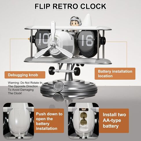 Flip Desk Clock - Retro Digital Flip Table Clock - Mid Century Modern Decor Auto Flip Clock - Battery Powered Gear Operated Flip Clock for Room, Home, Office in Saudi Arabia