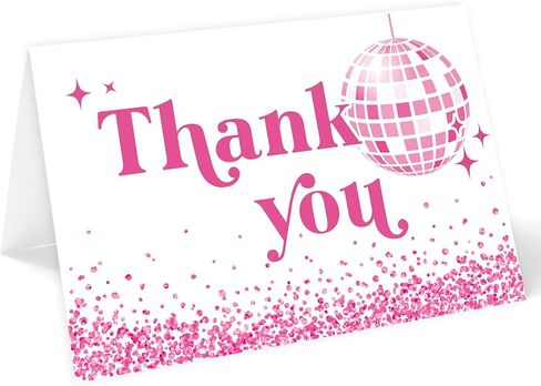 Whaline 24 Pack Disco Thank You Cards Silver Disco Ball Note Cards with Envelopes Stickers 70s Groovy Greeting Blank Cards for Disco Party Birthday Baby Shower in Kuwait