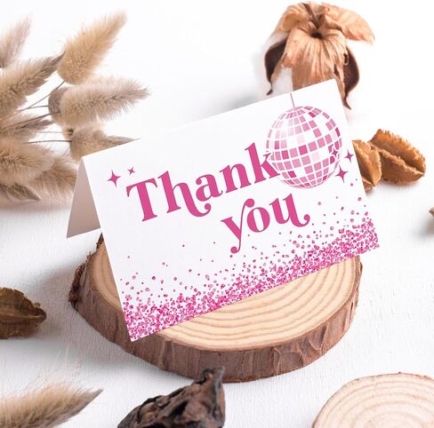 Whaline 24 Pack Disco Thank You Cards Silver Disco Ball Note Cards with Envelopes Stickers 70s Groovy Greeting Blank Cards for Disco Party Birthday Baby Shower in Kuwait