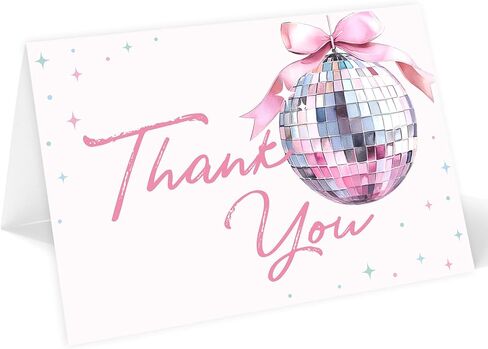 Whaline 24 Pack Disco Thank You Cards Silver Disco Ball Note Cards with Envelopes Stickers 70s Groovy Greeting Blank Cards for Disco Party Birthday Baby Shower in Kuwait