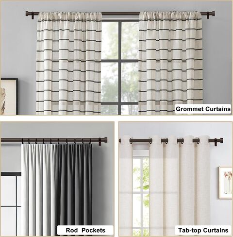 Curtain Rods for Windows 18 to 88 Inches Adjustable Length, 1 Inch Diameter, with Aluminium Finials, Black in Saudi Arabia