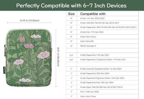 Dadanism 6-7 Inch Universal Padded Sleeve for eReader, Leopard | Protective Carrying Case Fits 7" Paperwhite/Colorsoft Signature Edition eReader, 6" Kobo Clara BW/Colour,7" Kobo Libra Colour in Kuwait