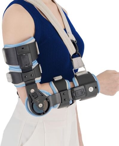 Hinged Elbow Brace ROM Elbow Brace Support with Strap Sling Adjustable Post Op Elbow Stabilizer Splint Arm Injury Recovery Support After Surgery for Dislocated Arm Ligament and Tendon Repairs (Right) in Saudi Arabia