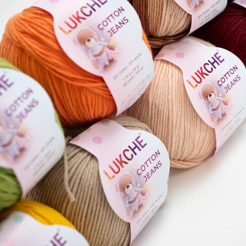 Cotton Jeans Yarn, 55% Cotton 45% Acrylic, Amigurumi Yarn, Soft Cotton Yarn for Crochet and Knitting, 1.76 Oz (50 Gr) / 180 Yards (165 Mt), (Claret Red) 1 in Kuwait