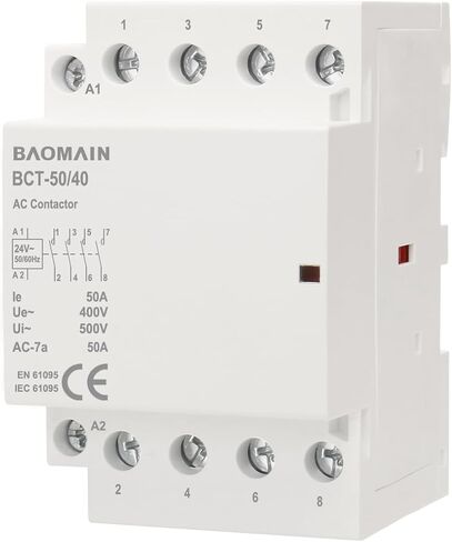 Baomain AC Coastor 40a Coil 4 عمود مفتوح عادةً التحكم في الدائرة العالمية 35mm DIN Rail Mount CE المدرجة 4NO BCT-40/40 (4NO ، AC 24V) in Kuwait
