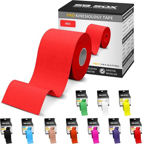 SB Sox Pro Tain Cinethetic Mostiology Tape (خيارات Precut و Uncut) - خيار أطول للأداء دائمًا لشريط علم الحركة القطني الأصلي - أيضًا خالٍ من اللاتكس ، مقاوم للماء! (عارية - غير مألوفة) in Kuwait