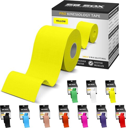 SB Sox Pro Tain Cinethetic Mostiology Tape (خيارات Precut و Uncut) - خيار أطول للأداء دائمًا لشريط علم الحركة القطني الأصلي - أيضًا خالٍ من اللاتكس ، مقاوم للماء! (عارية - غير مألوفة) in Kuwait