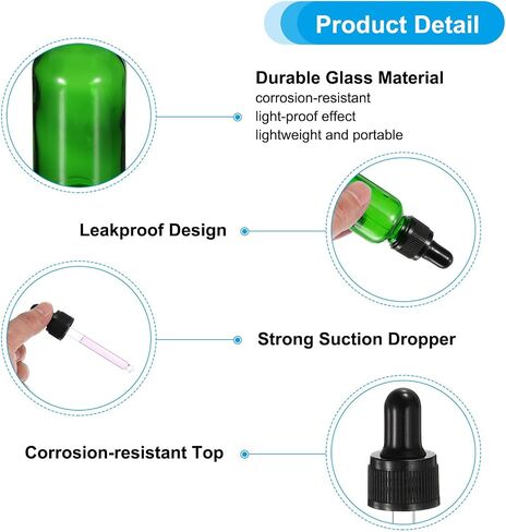 زجاجة قطارة زجاجية 15 مل ، 10 مساءً ، حاوية عطر سائلة عينة من عطر السائل مع قطرة العين للتخزين ، الأسود in Saudi Arabia