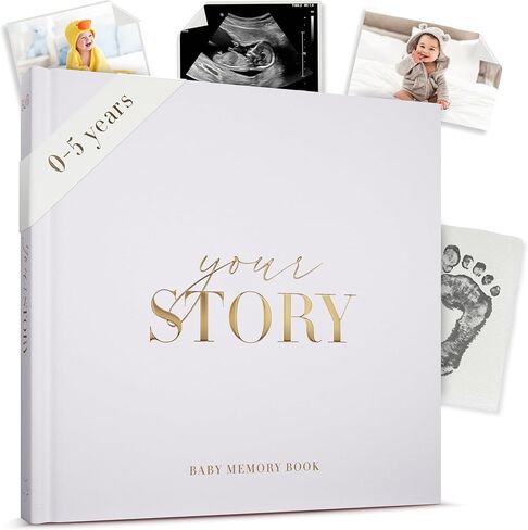 Baby Memory Book New Mom Gift - Your Story - Baby Record Book & Photo Album - Gift for Newborn Baby Boy & Girl, Great For Baby Showers (Cream) in Kuwait