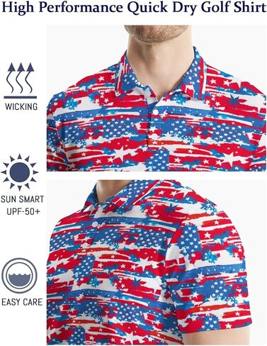 Golf Polo Shirts for Men Funny Print Golf Polos Short Sleeve Performance Men's Golf Shirts Dry Fit in Kuwait