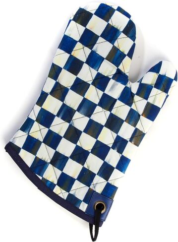 MACKENZIE-CHILDS Oven Mitt, Kitchen Oven Mitt for Cooking and Baking, Mini, Gray-and-White Sterling Check in Saudi Arabia