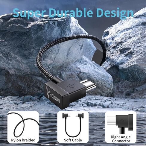 Micro USB to USB C OTG Cable 0.6 FT-2 Pack, 90 Degree Remote Controller Data Cord, Angled Braided Cord for DJI Mavic Mini,Mavic 2Pro/Zoom,Mavic Air/Pro,Spark,DJI Drone to Phone15/16/Tablet in Saudi Arabia