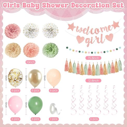 Sage Green Baby Shower Decorations Olive Green Balloon Garland Kit Welcome Baby Banner Balloons Pom Poms Flowers Tassels Circle Dots Star Garland for Gender Neutral Baby Shower Supplies in Kuwait