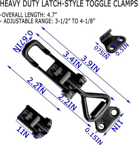 4PACK CHEMPACK TOGGLE LATCH CLAMP ، 1320 رطلاً 4003 مشبك تبديل على طراز Latch مع خطاف القفل ، قم بسحب المزلاج مع صفيحة ، مربعات رسم المعادن السريعة لصناديق أدوات باب STRUNCE JIG SMOKER in Saudi Arabia