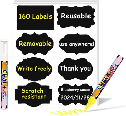 Handwritten Stickers 3x2 Inches ，160 Premium Decals +1 Free Pen，Labels for Jars Canisters & Storage Bins，Waterproof Self-Adhesive DIY Craft Supplies, Scrapbooking, School Office Home Decor in Saudi Arabia