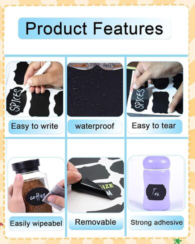 Handwritten Stickers 3x2 Inches ，160 Premium Decals +1 Free Pen，Labels for Jars Canisters & Storage Bins，Waterproof Self-Adhesive DIY Craft Supplies, Scrapbooking, School Office Home Decor in Saudi Arabia