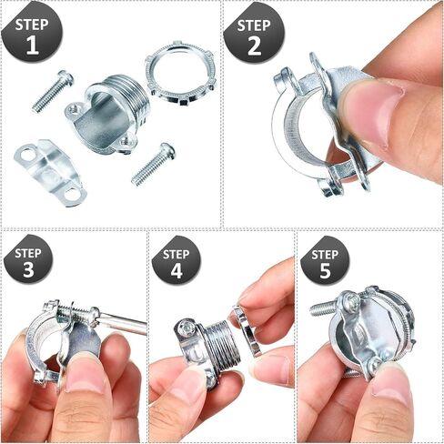 4 Pieces 3/4 Inch Clamp Type Cable Connector for Metallic Conduit Protect Cables Electric Wires Electrical Box Silver Zinc in Saudi Arabia
