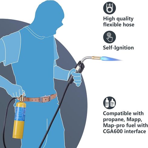 Propane Torch, Mapp Gas Torch with Included Holster, Trigger Start Hose Torch, Map Gas Torch Kit Adjustment Knob, Brazing Torch Kit, Soldering Welding Torch in Kuwait