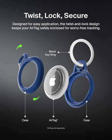 حامل آمن من Belkin Apple AirTag مع حلقة مفاتيح - حافظة متينة مقاومة للخدش مع وجه مفتوح وحواف مرتفعة - ملحق سلسلة مفاتيح AirTag الواقية للمفاتيح والحيوانات الأليفة والأمتعة وحقائب الظهر - 4 عبوات باللون الأسود in Kuwait