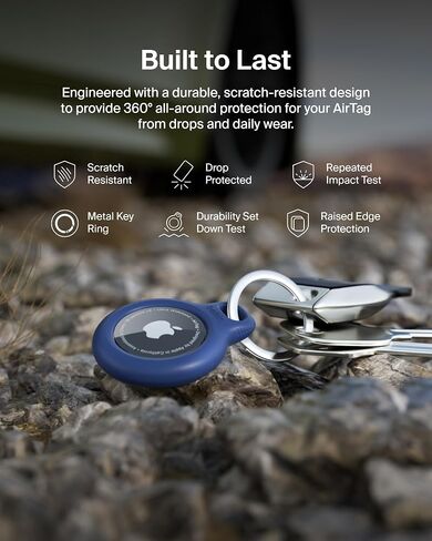 حامل آمن من Belkin Apple AirTag مع حلقة مفاتيح - حافظة متينة مقاومة للخدش مع وجه مفتوح وحواف مرتفعة - ملحق سلسلة مفاتيح AirTag الواقية للمفاتيح والحيوانات الأليفة والأمتعة وحقائب الظهر - 4 عبوات باللون الأسود in Kuwait