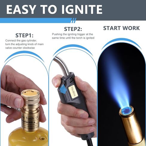 Propane Torch, Mapp Gas Torch with Included Holster, Trigger Start Hose Torch, Map Gas Torch Kit Adjustment Knob, Brazing Torch Kit, Soldering Welding Torch in Kuwait