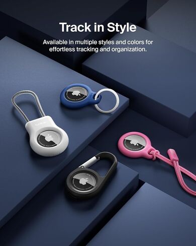 حامل آمن من Belkin Apple AirTag مع حلقة مفاتيح - حافظة متينة مقاومة للخدش مع وجه مفتوح وحواف مرتفعة - ملحق سلسلة مفاتيح AirTag الواقية للمفاتيح والحيوانات الأليفة والأمتعة وحقائب الظهر - 4 عبوات باللون الأسود in Kuwait