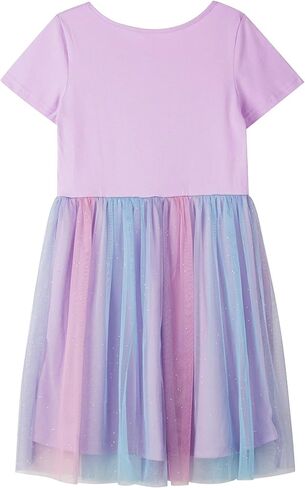 DaniChins Girl Knit Short-Sleeve Tutu Dress Colorful Tulle Sparkle Dress in Kuwait