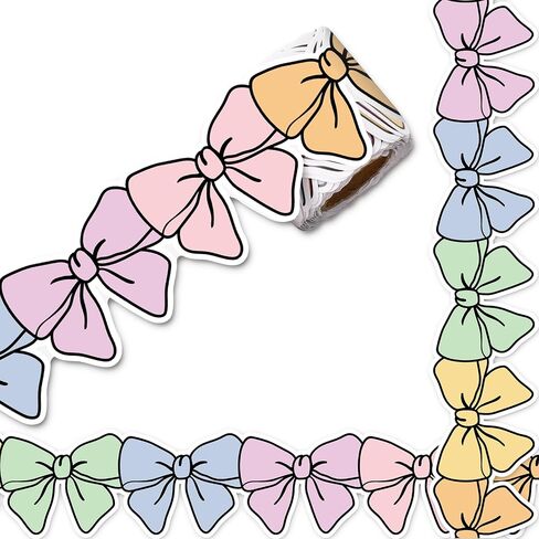 Whaline 32.8ft Colorful Bow Bulletin Board Border Hippie Boho Color Bow Die-Cut Border Trim for Chalkboard Wall Decoration in Saudi Arabia