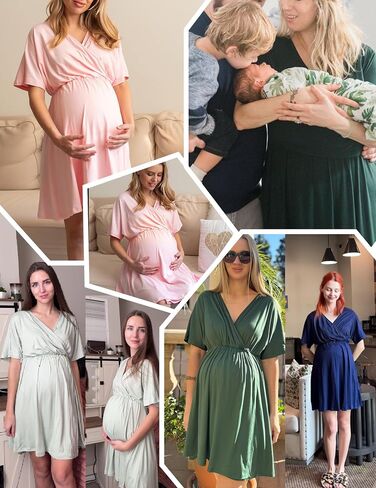 Ekouaer Labor and Delivery Gown for Hospital Maternity Nursing Dress Nightgown Short Sleeve Pajamas for Breastfeeding in Saudi Arabia