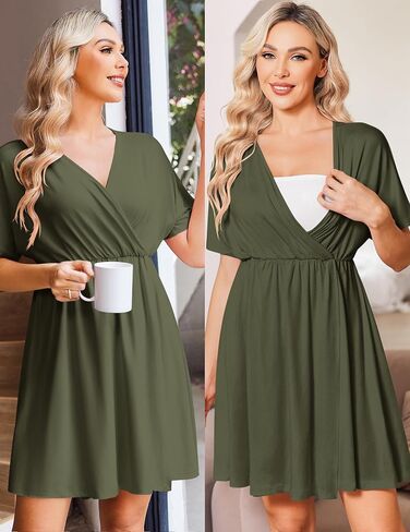 Ekouaer Labor and Delivery Gown for Hospital Maternity Nursing Dress Nightgown Short Sleeve Pajamas for Breastfeeding in Saudi Arabia
