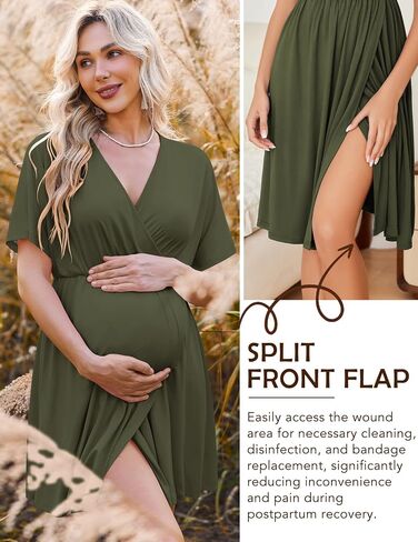 Ekouaer Labor and Delivery Gown for Hospital Maternity Nursing Dress Nightgown Short Sleeve Pajamas for Breastfeeding in Saudi Arabia