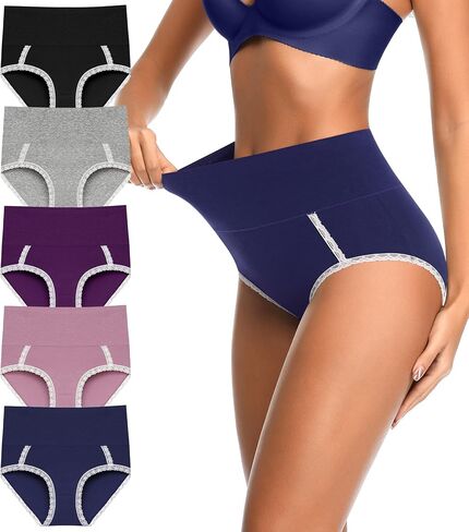 OLIKEME Women's Postpartum Underwear Cotton High Waist Panties Ladies Briefs Easy Clean Leak proof Underpants 5Pack in Saudi Arabia