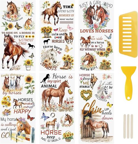 WANDIC 6PCS Spring Animals Rub On Transfer Stickers, Forest and Lake Scenery Decals Fox Rabbit Animals for Furniture Scrapbooking Window, 15 * 30cm in Saudi Arabia