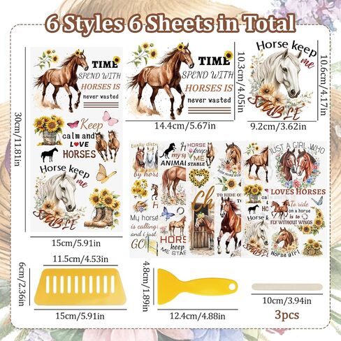 WANDIC 6PCS Spring Animals Rub On Transfer Stickers, Forest and Lake Scenery Decals Fox Rabbit Animals for Furniture Scrapbooking Window, 15 * 30cm in Saudi Arabia