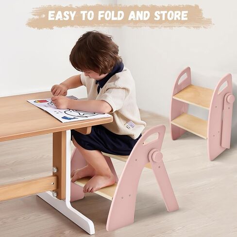 خشن 2 خطوة البراز للأطفال الحمام بالوعة قابلة للطي مضاد للانزلاق من خطوتين للتدريب على قعادة المرحاض ، براز خطوة للأطفال لغرفة نوم حضانة المطبخ ، براز متين غير قسيمة للبالغين للخزانة الرمادية in Kuwait